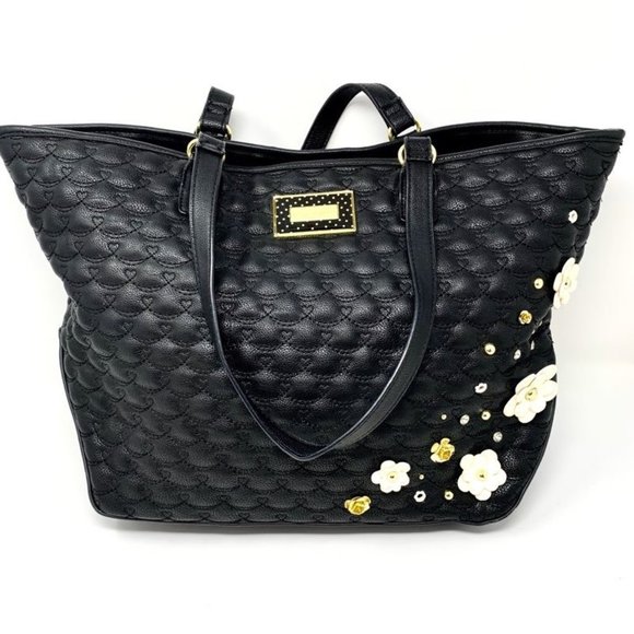 BETSY JOHNSON Large Black Handbag Tote - Picture 1 of 5